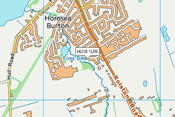 HU18 1UW map - OS VectorMap District (Ordnance Survey)