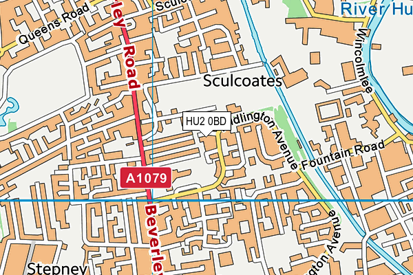 HU2 0BD map - OS VectorMap District (Ordnance Survey)