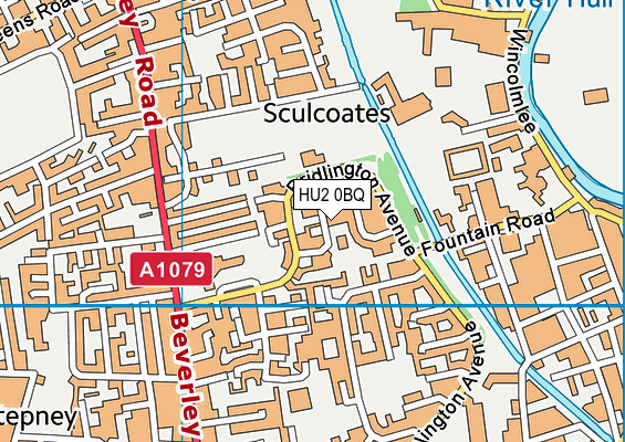 HU2 0BQ map - OS VectorMap District (Ordnance Survey)
