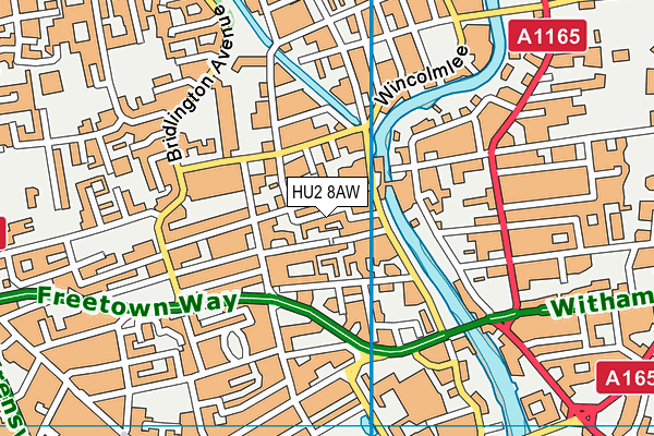 HU2 8AW map - OS VectorMap District (Ordnance Survey)