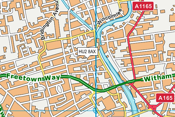 HU2 8AX map - OS VectorMap District (Ordnance Survey)