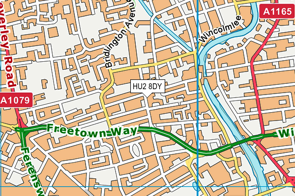 HU2 8DY map - OS VectorMap District (Ordnance Survey)