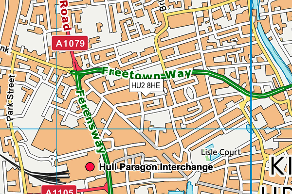 HU2 8HE map - OS VectorMap District (Ordnance Survey)