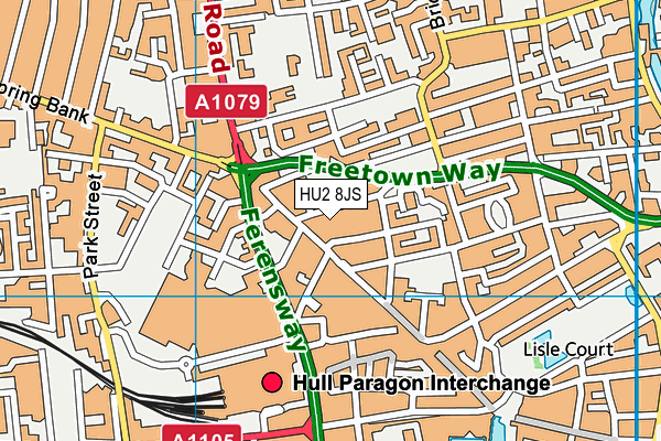 HU2 8JS map - OS VectorMap District (Ordnance Survey)