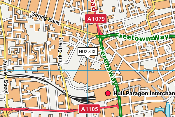 HU2 8JX map - OS VectorMap District (Ordnance Survey)