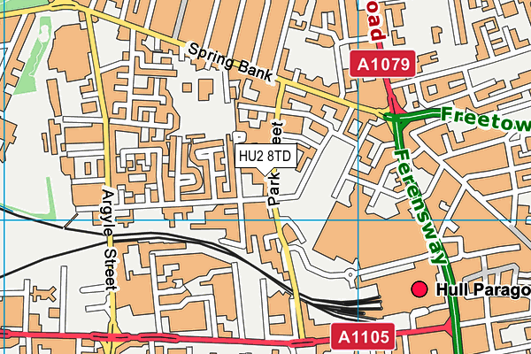 HU2 8TD map - OS VectorMap District (Ordnance Survey)