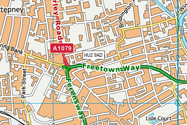 HU2 9AD map - OS VectorMap District (Ordnance Survey)