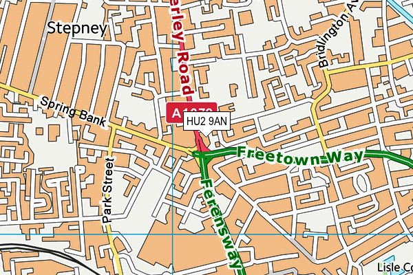 HU2 9AN map - OS VectorMap District (Ordnance Survey)