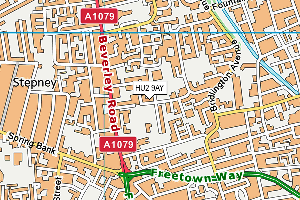 HU2 9AY map - OS VectorMap District (Ordnance Survey)