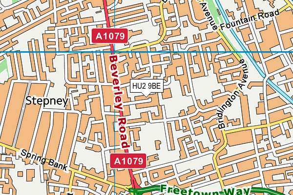 HU2 9BE map - OS VectorMap District (Ordnance Survey)