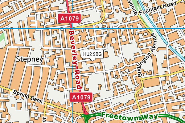 HU2 9BG map - OS VectorMap District (Ordnance Survey)