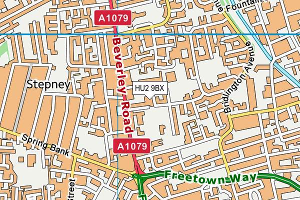 HU2 9BX map - OS VectorMap District (Ordnance Survey)