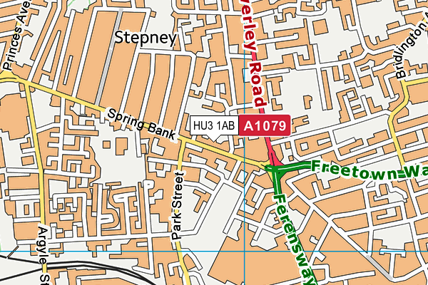 HU3 1AB map - OS VectorMap District (Ordnance Survey)