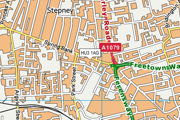 HU3 1AG map - OS VectorMap District (Ordnance Survey)