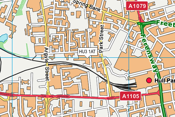 HU3 1AT map - OS VectorMap District (Ordnance Survey)