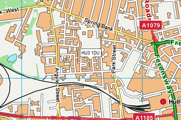 HU3 1DU map - OS VectorMap District (Ordnance Survey)