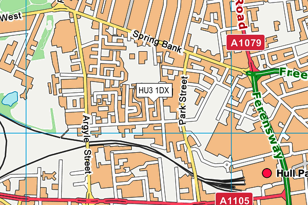 HU3 1DX map - OS VectorMap District (Ordnance Survey)