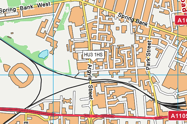 HU3 1HS map - OS VectorMap District (Ordnance Survey)