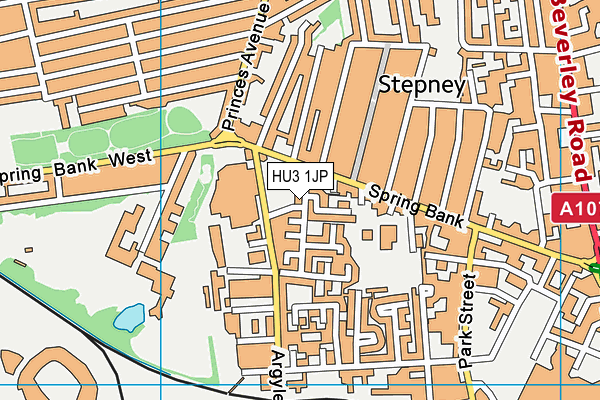 HU3 1JP map - OS VectorMap District (Ordnance Survey)