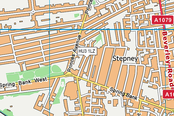 HU3 1LZ map - OS VectorMap District (Ordnance Survey)