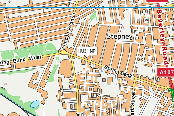 HU3 1NP map - OS VectorMap District (Ordnance Survey)