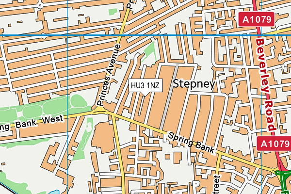 HU3 1NZ map - OS VectorMap District (Ordnance Survey)