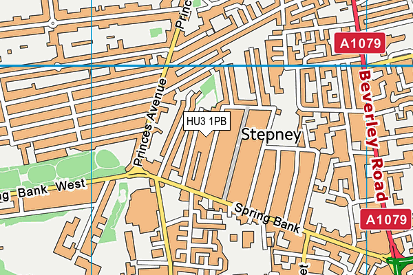 HU3 1PB map - OS VectorMap District (Ordnance Survey)