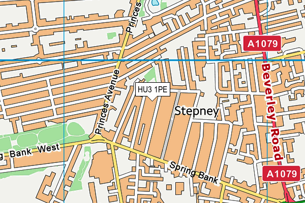 HU3 1PE map - OS VectorMap District (Ordnance Survey)