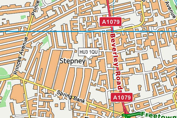 HU3 1QU map - OS VectorMap District (Ordnance Survey)