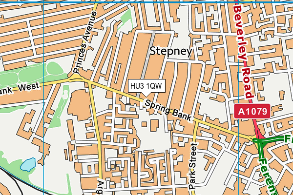 HU3 1QW map - OS VectorMap District (Ordnance Survey)