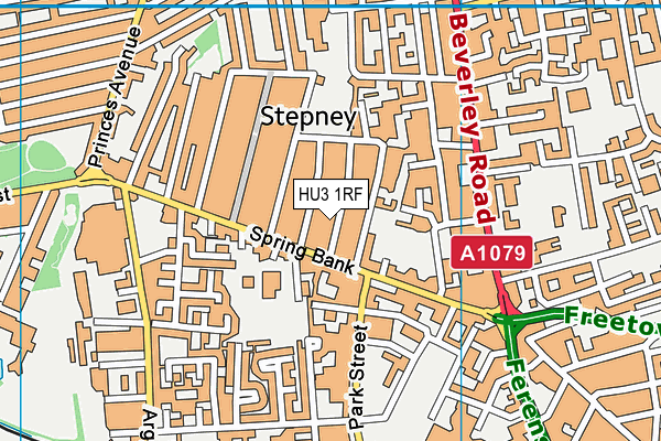 HU3 1RF map - OS VectorMap District (Ordnance Survey)