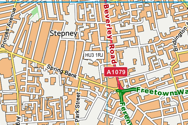 HU3 1RJ map - OS VectorMap District (Ordnance Survey)