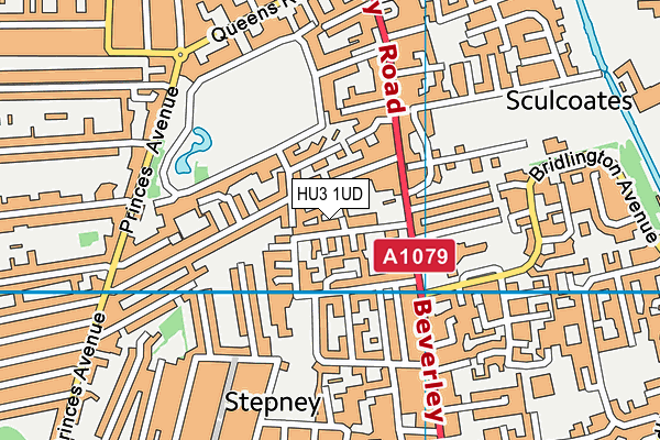 HU3 1UD map - OS VectorMap District (Ordnance Survey)