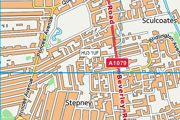 HU3 1UF map - OS VectorMap District (Ordnance Survey)