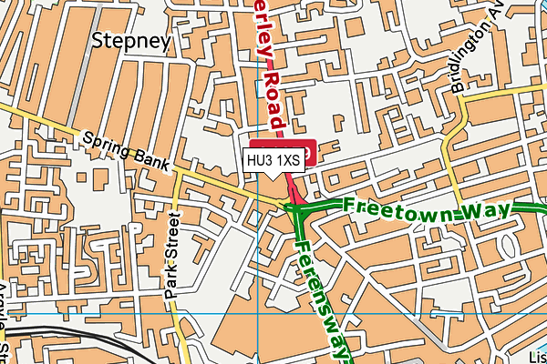 HU3 1XS map - OS VectorMap District (Ordnance Survey)