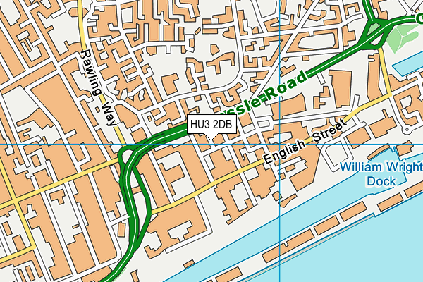 HU3 2DB map - OS VectorMap District (Ordnance Survey)