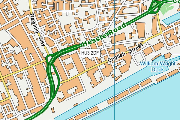 HU3 2DF map - OS VectorMap District (Ordnance Survey)