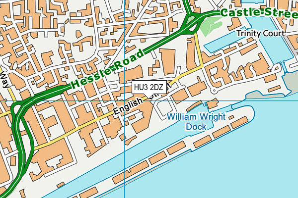 HU3 2DZ map - OS VectorMap District (Ordnance Survey)