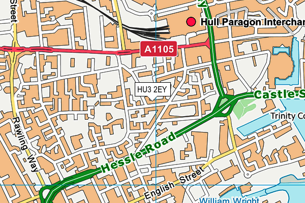 HU3 2EY map - OS VectorMap District (Ordnance Survey)