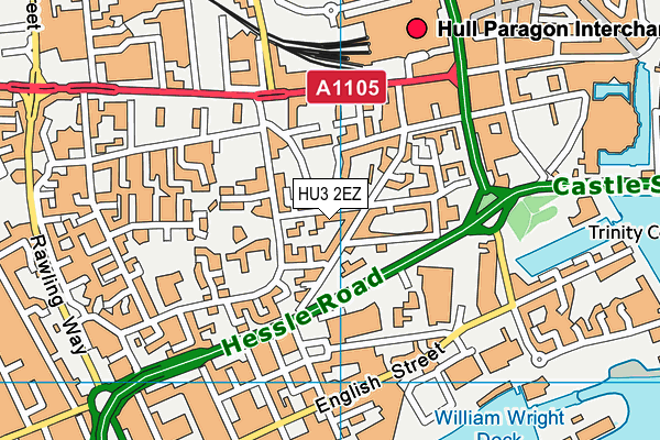 HU3 2EZ map - OS VectorMap District (Ordnance Survey)