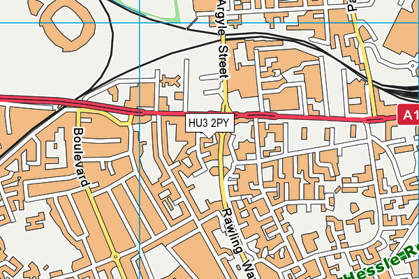 HU3 2PY map - OS VectorMap District (Ordnance Survey)