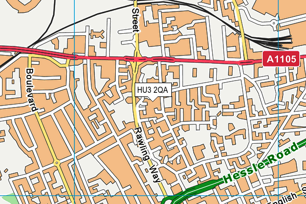 HU3 2QA map - OS VectorMap District (Ordnance Survey)