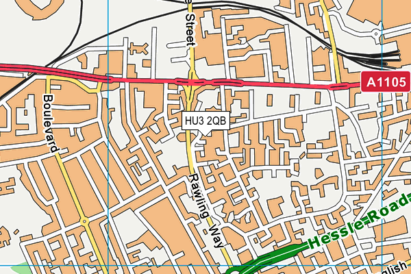 HU3 2QB map - OS VectorMap District (Ordnance Survey)
