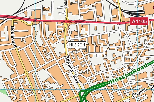 HU3 2QH map - OS VectorMap District (Ordnance Survey)