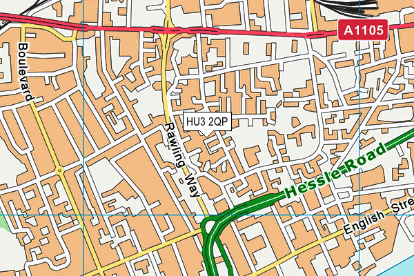 HU3 2QP map - OS VectorMap District (Ordnance Survey)