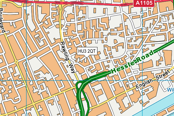 HU3 2QT map - OS VectorMap District (Ordnance Survey)