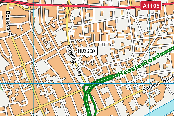HU3 2QX map - OS VectorMap District (Ordnance Survey)