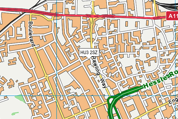 HU3 2SZ map - OS VectorMap District (Ordnance Survey)
