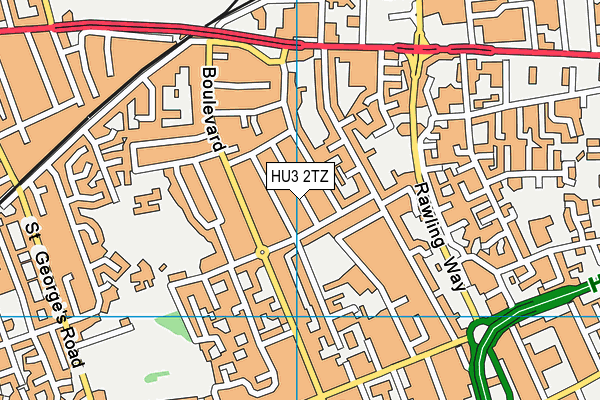 HU3 2TZ map - OS VectorMap District (Ordnance Survey)