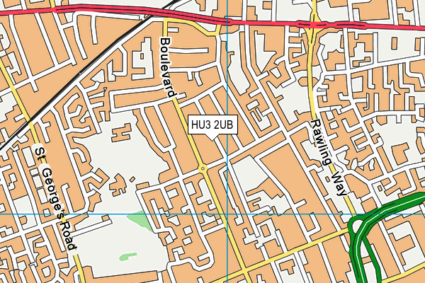 HU3 2UB map - OS VectorMap District (Ordnance Survey)